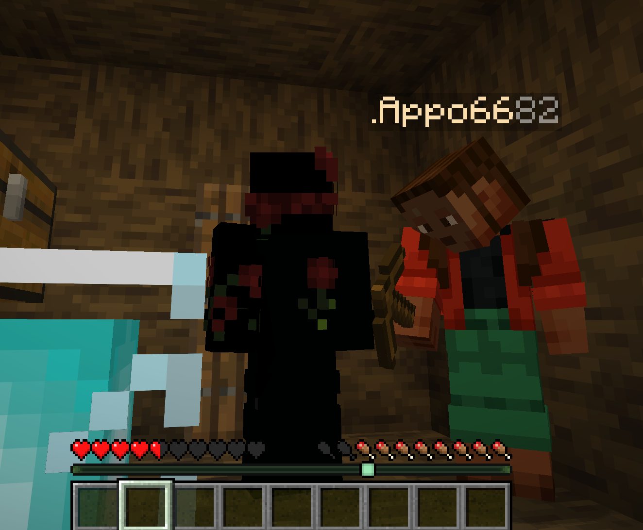 Un compte Bedrock en jeu : le pseudo .Appo6682, précédé d'un point