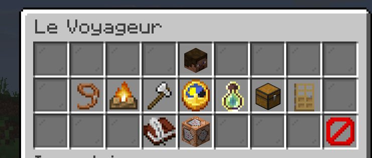 Le menu du Voyageur