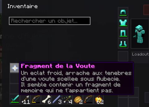 Inventaire — infobulle du Fragment de la Voûte