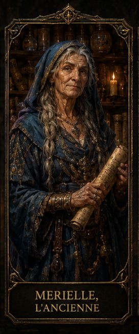Carte personnage Mérielle — arc « La Mémoire Scellée »